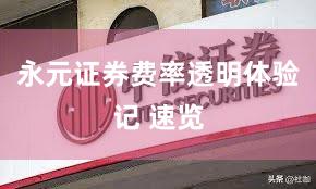 永元证券费率透明体验记 速览